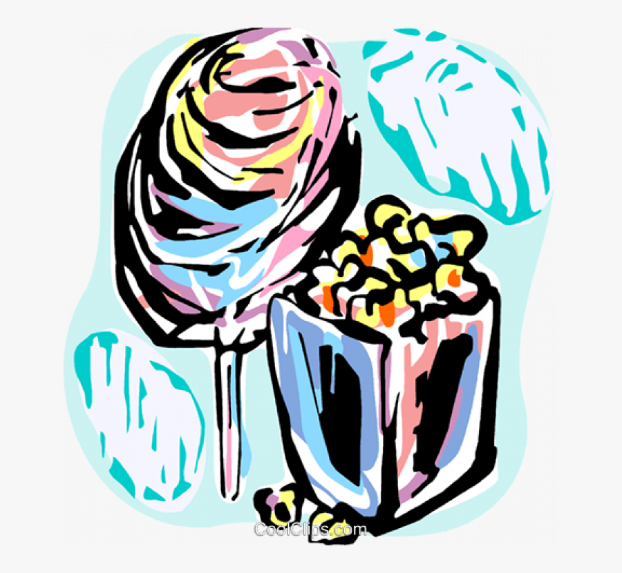 Free Clip Art Cotton Candy And Popcorn, Transparent Clipart
