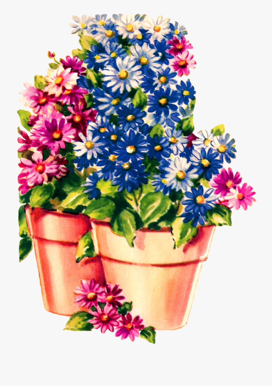 Flower Pot Daisy Botanical Art Download - Flower Pots Hd With Transparent Background, Transparent Clipart