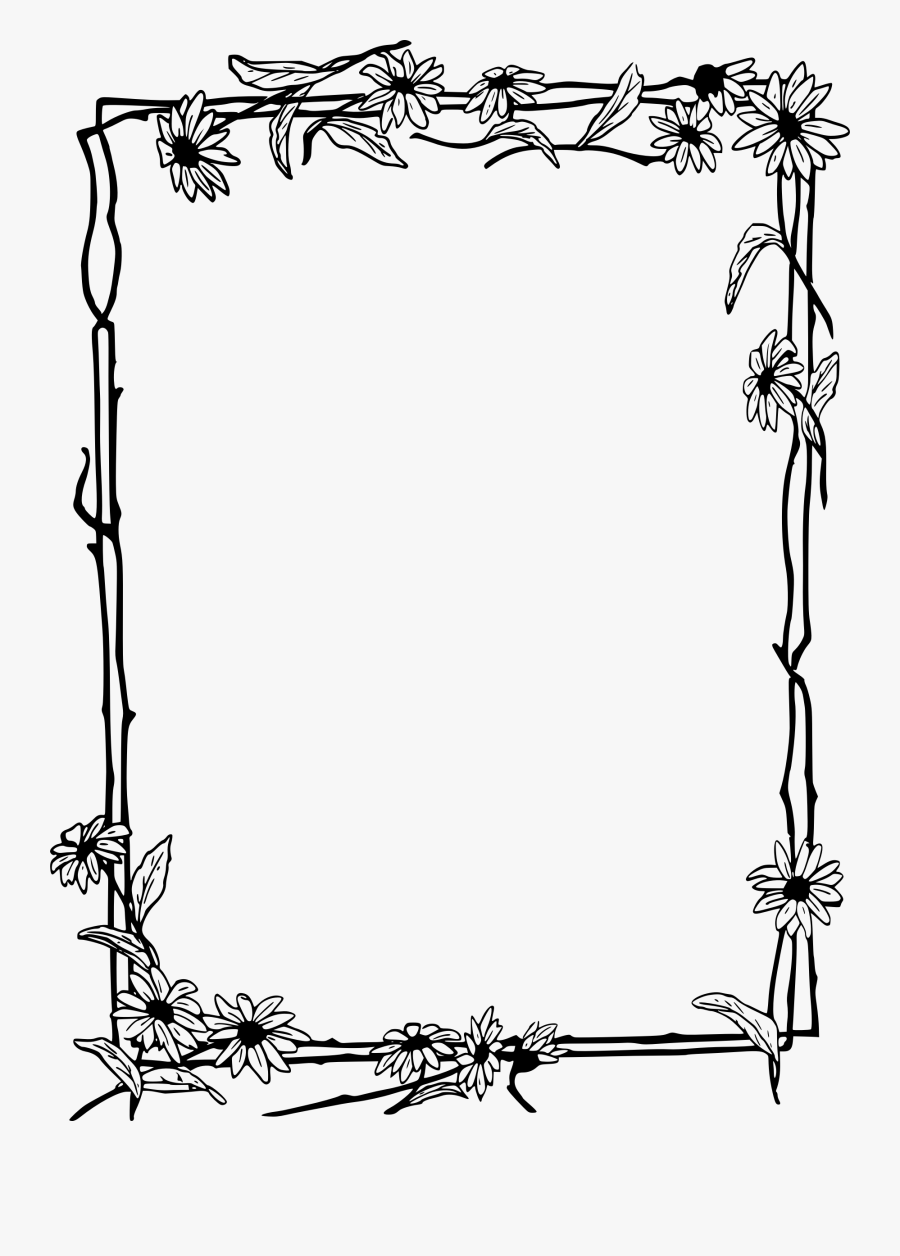 Daisy Clipart Frame - Daisies Border Black And White, Transparent Clipart