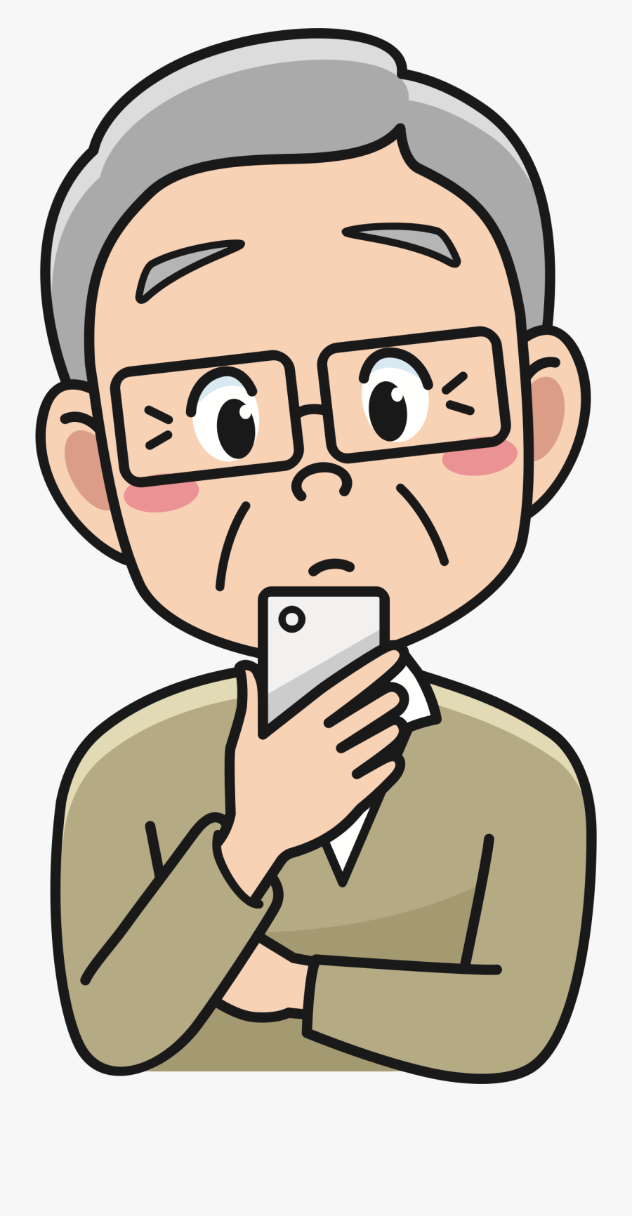 Senior With Smartphone Big - Man Using Smartphone Png, Transparent Clipart