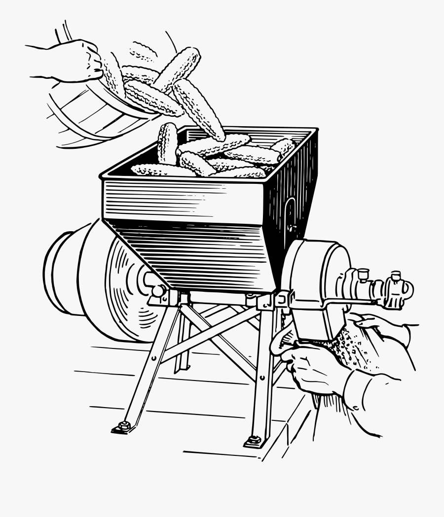 Stripping Corn Clip Arts - Food Processing Clipart Black And White, Transparent Clipart