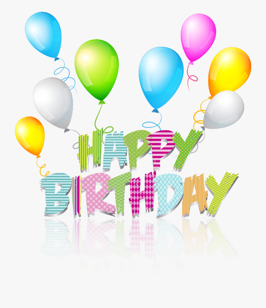 Party Coloured Happy Birthday - Happy Birthday Text With Balloons, Transparent Clipart