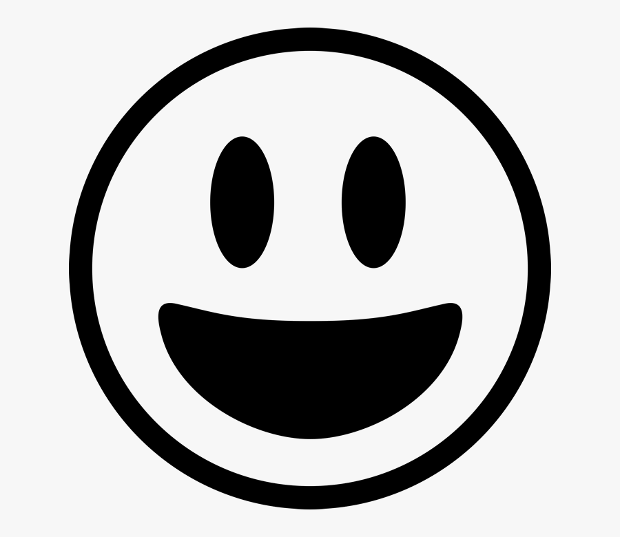 Open Mouth Smiling Emoji Rubber Stamp - Emoji Black And White Smile, Transparent Clipart