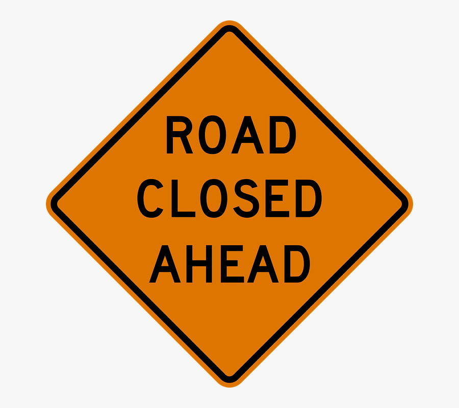 Free Vector Road Closed Ahead Sign Clip Art - Defensive Driver Course, Transparent Clipart
