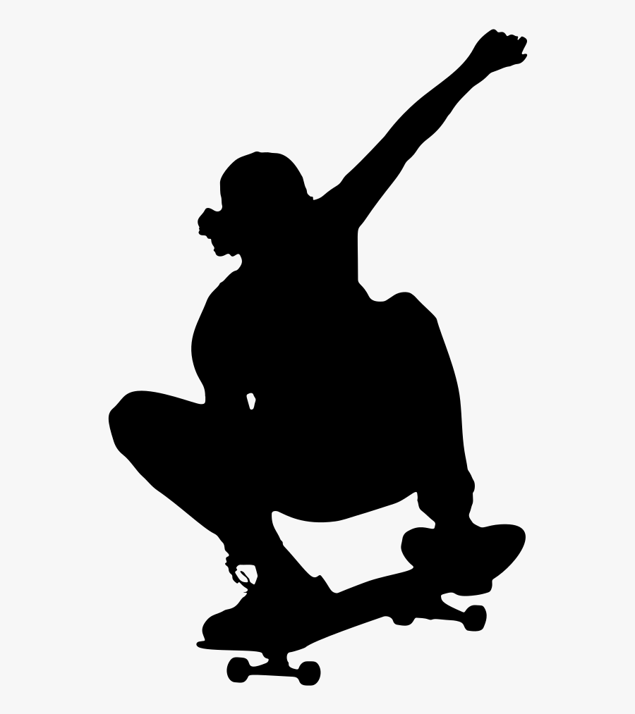 Transparent Ice Skating Clipart - Silhouette Skateboard Clip Art, Transparent Clipart