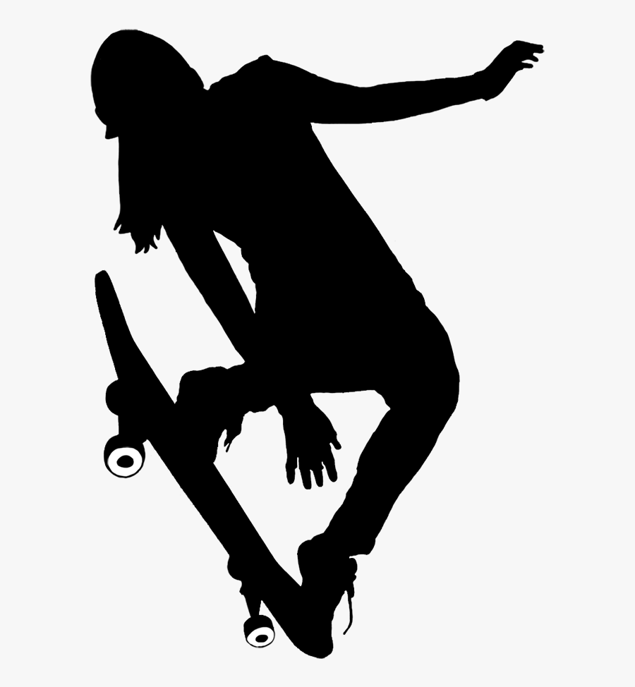 Graphic Black And White Library Skateboard Clipart - Female Skateboarder Silhouette Clipart, Transparent Clipart