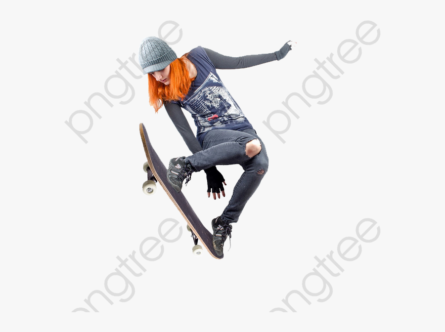 Skateboarding, Skateboard Woman, Orange Png Transparent - Transparent Background Png Skateboard, Transparent Clipart