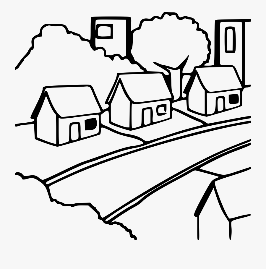 Road Clipart Silhouette - Neighborhood Clipart Black And White, Transparent Clipart