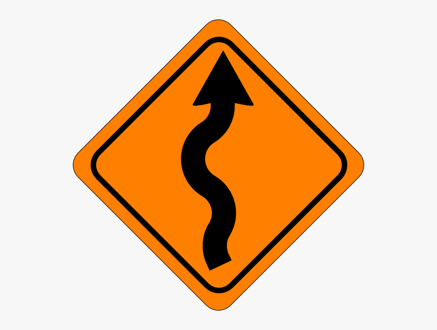 Curvy Road Sign Clip Art At Clker - Orange Slippery Road Sign, Transparent Clipart