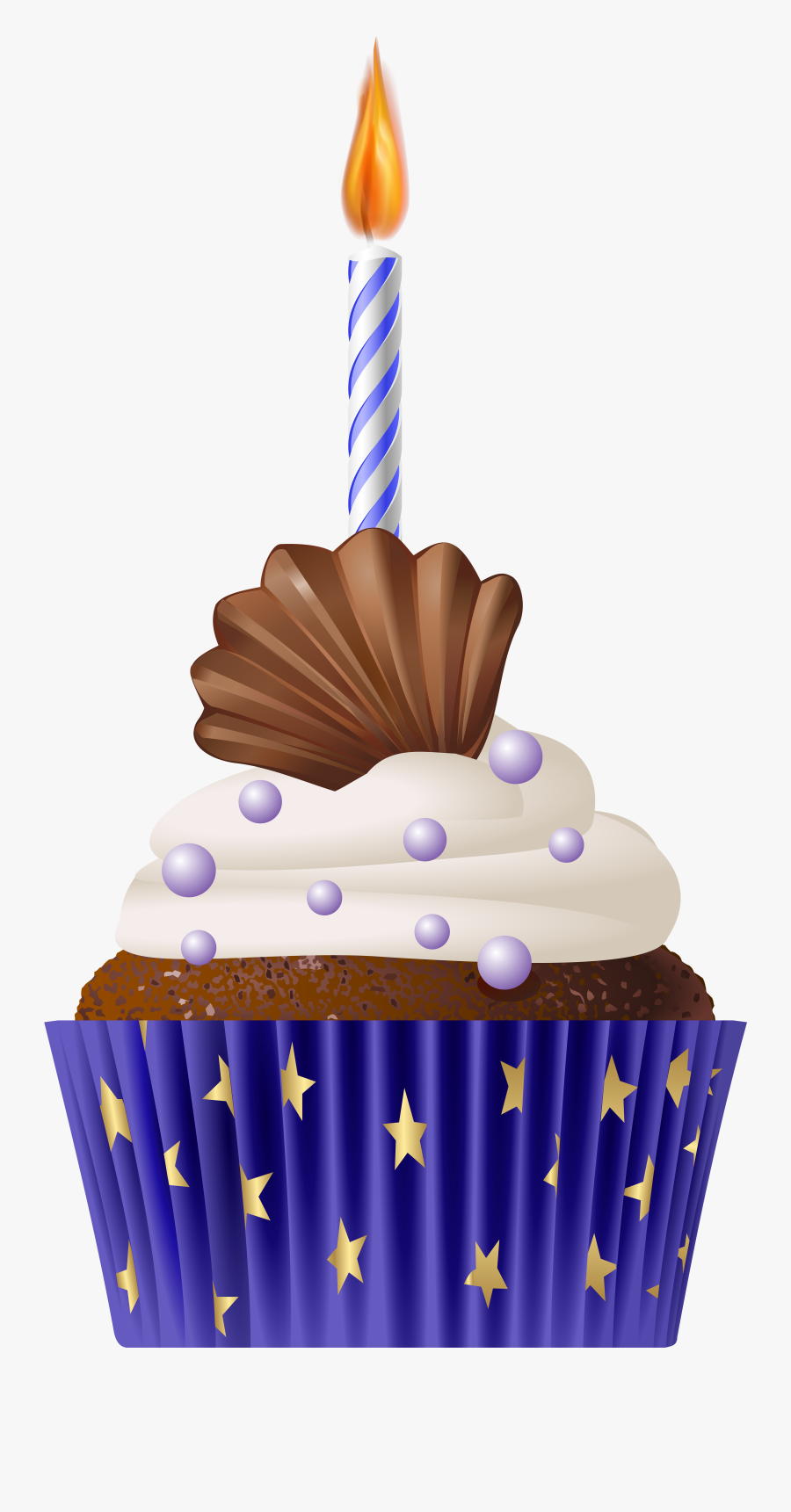 Birthday Muffin Blue With - Cupcake With Candle Clipart, Transparent Clipart
