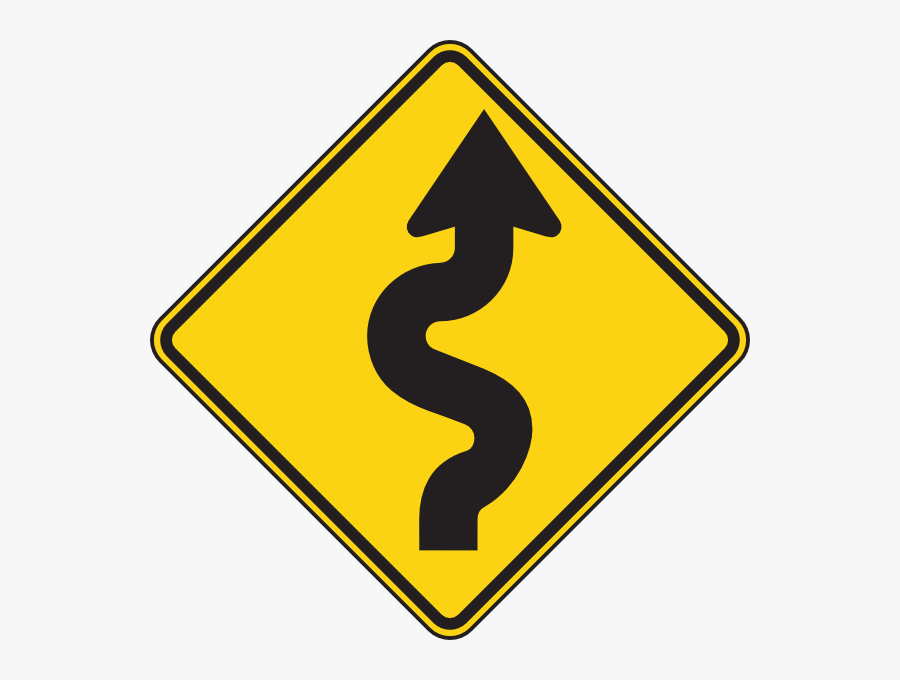 Winding Road Signs, Transparent Clipart
