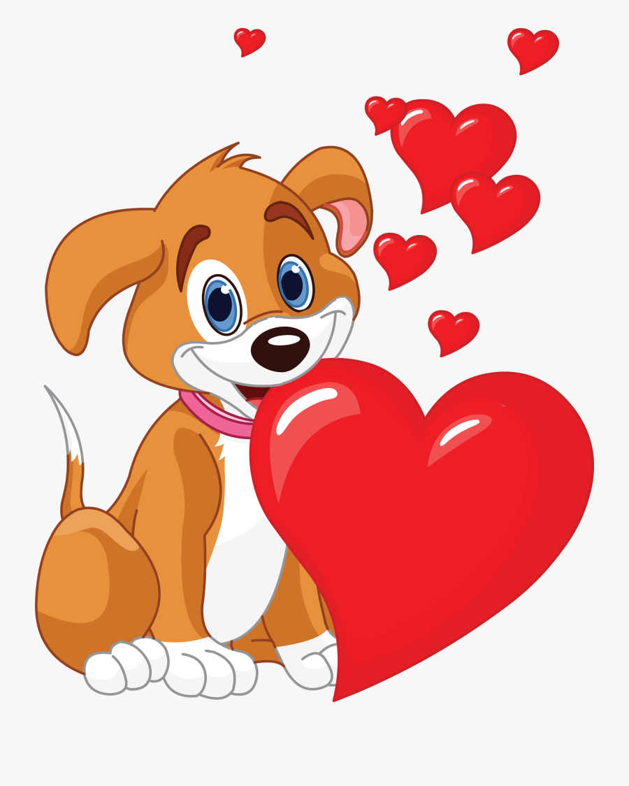 Spring - Dog With Hearts Clipart, Transparent Clipart