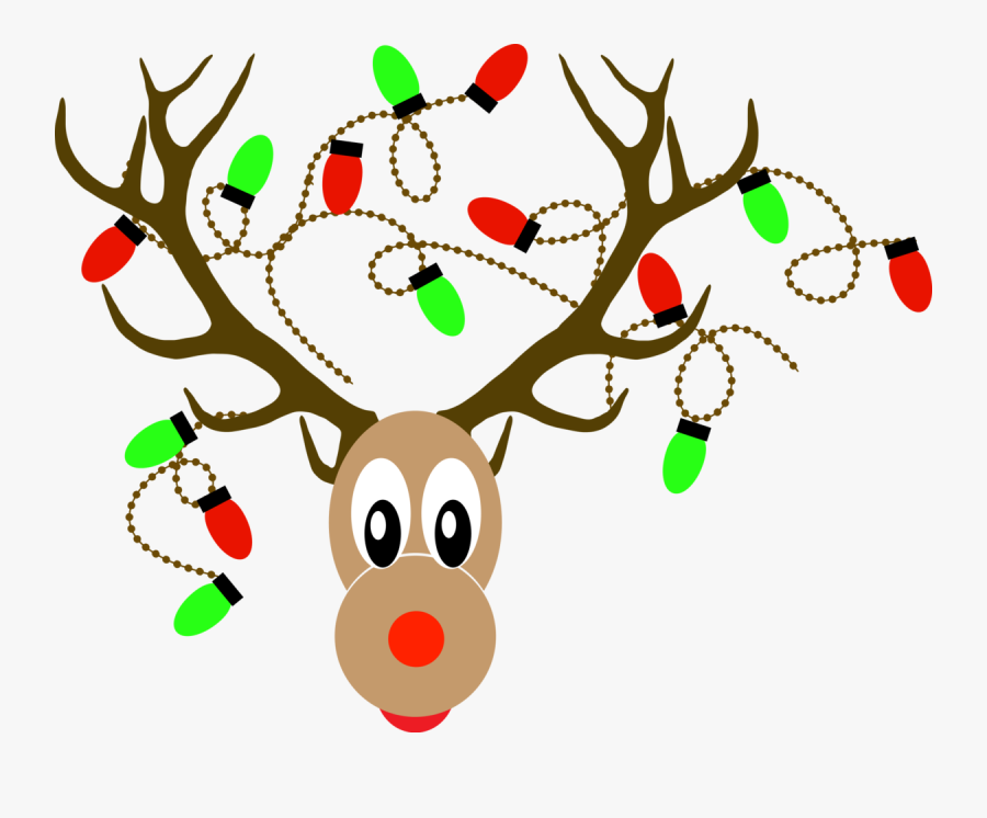 Deer Horn With Christmas Light Vector Clipart , Png - Reindeer With Christmas Lights, Transparent Clipart