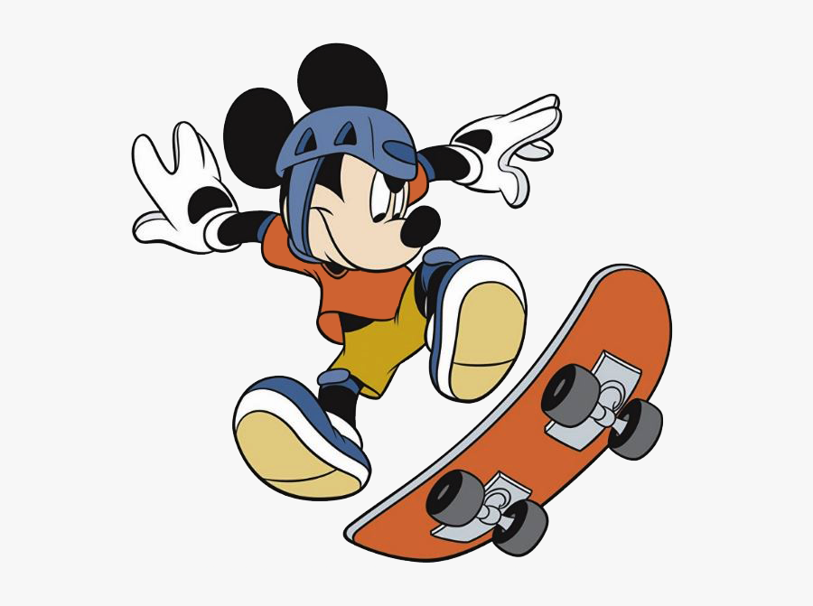 Mickey Mouse Sports Clipart Image Free - Mickey Mouse Skateboarding, Transparent Clipart