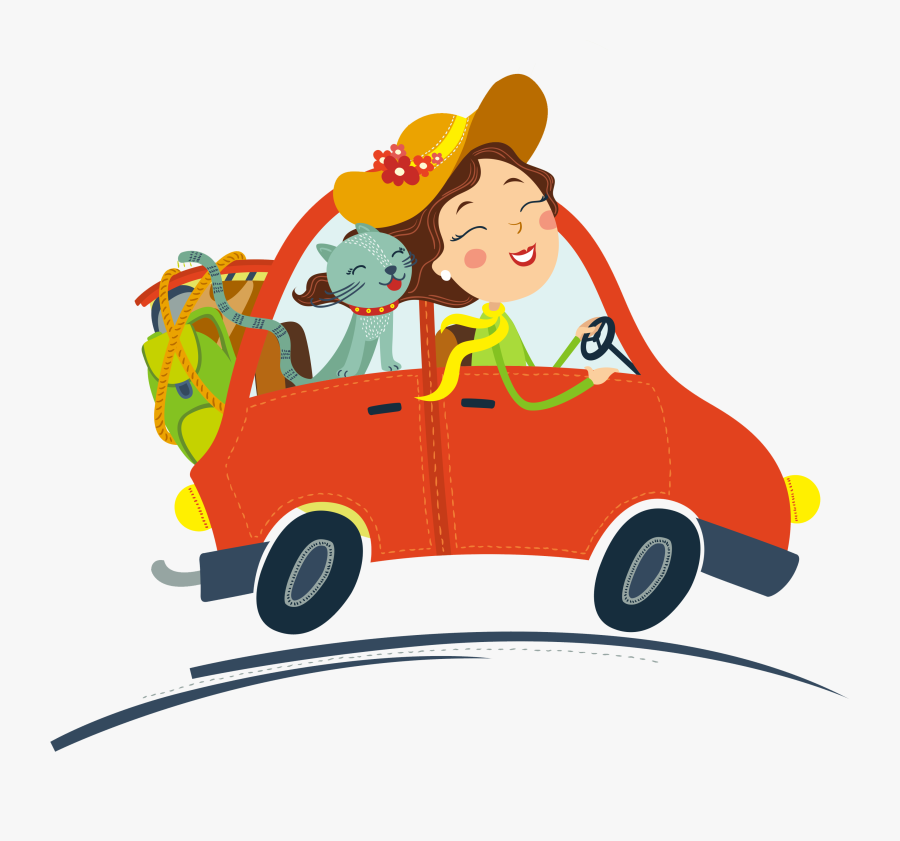 Clip Art Cartoon Car On Road - Drive Safe Balik Kampung, Transparent Clipart