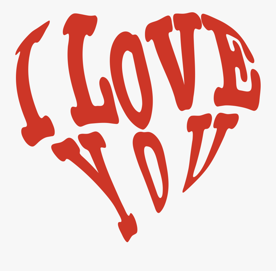 Free Clipart Of A Red Heart Formed Of I Love You - Big I Love You, Transparent Clipart