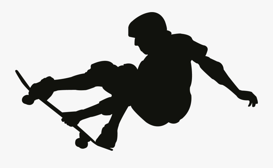 Skateboard Clipart Side View - Silhouette Transparent Background Skateboard Skater, Transparent Clipart