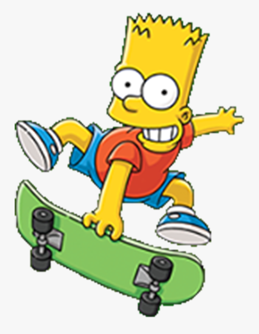 Transparent Skateboard Clipart - Bart Simpson Riding A Skateboard, Transparent Clipart
