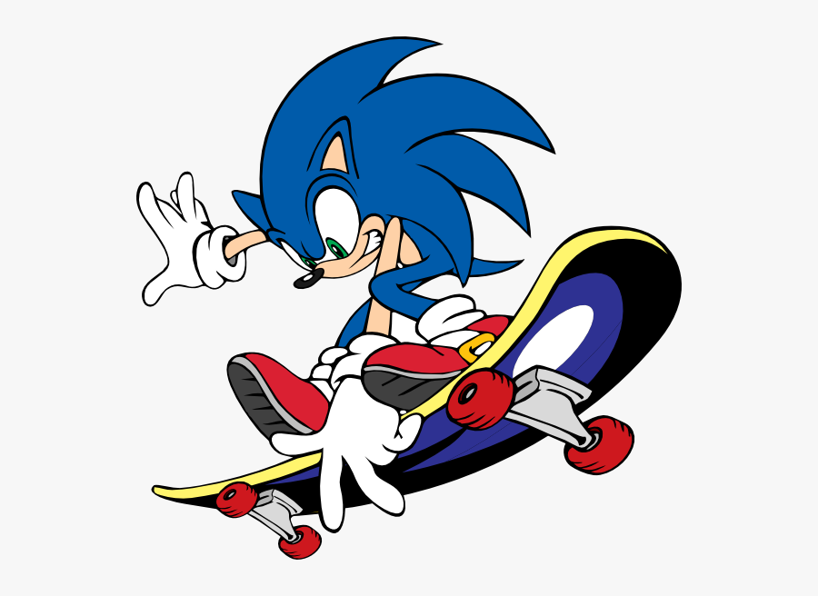 Sonic Clip Art - Sonic On A Skateboard, Transparent Clipart