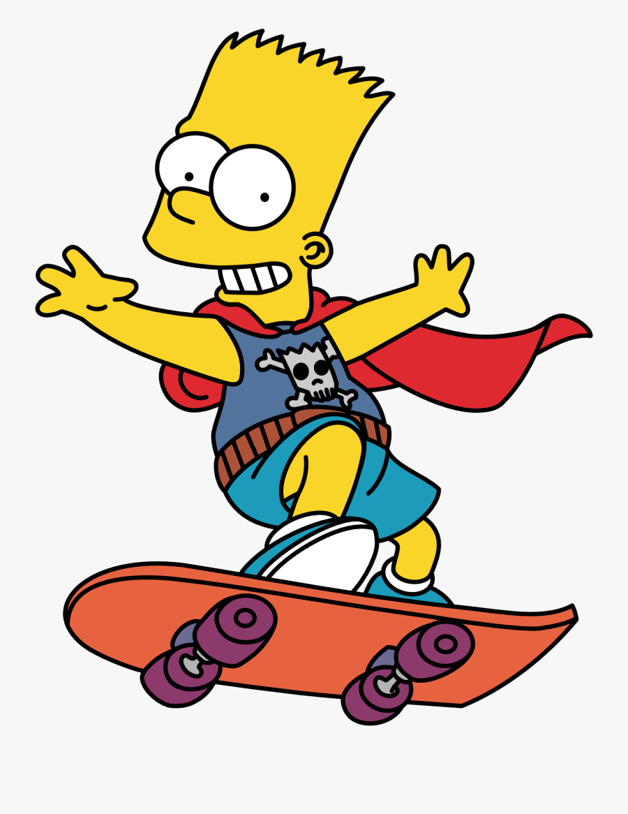 Top 97 Simpson Clip Art - Simpsons Bart On Skateboard, Transparent Clipart