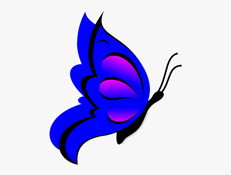 Blue Shadow Clip Art - Draw A Clipart Butterfly, Transparent Clipart
