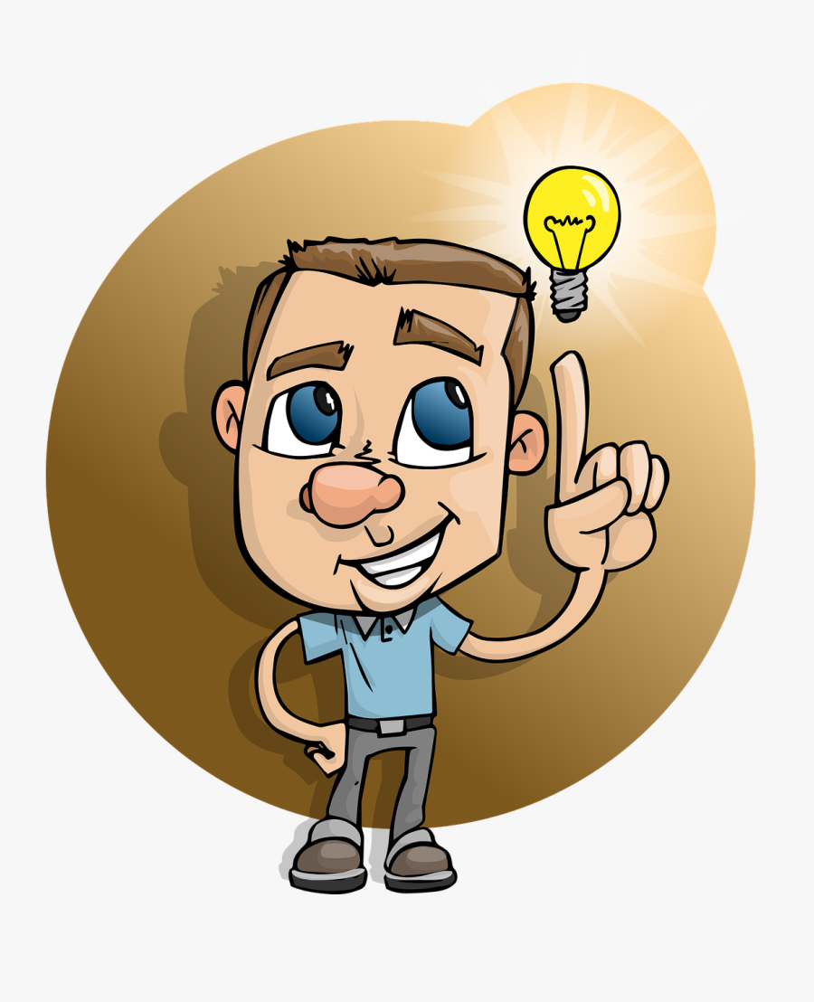 Boy Smart Idea Light Bulb Smiling Casual - Think Clipart Png, Transparent Clipart