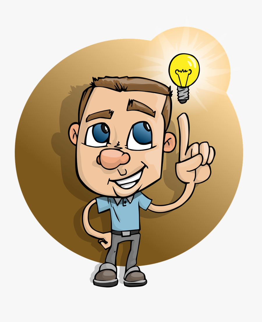 Boy Smart Idea Light Bulb Smiling Casual - Think Clipart Png , Free
