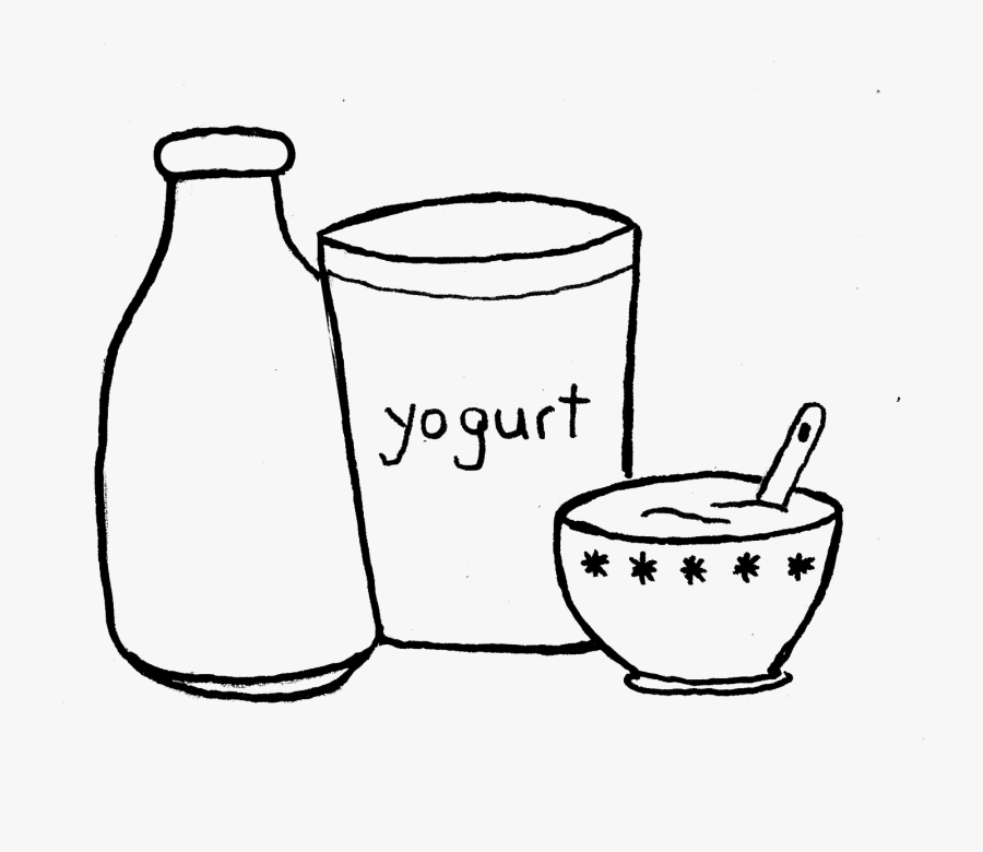 Drawing Of Yoghurt, Bowl And Milk, Transparent Clipart