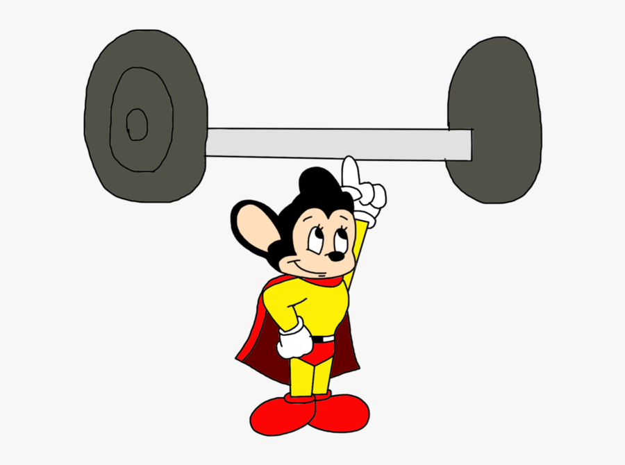 Mighty Mouse Doing Weightlifting At Olympics By - Cartoon Character Lifting Weights, Transparent Clipart