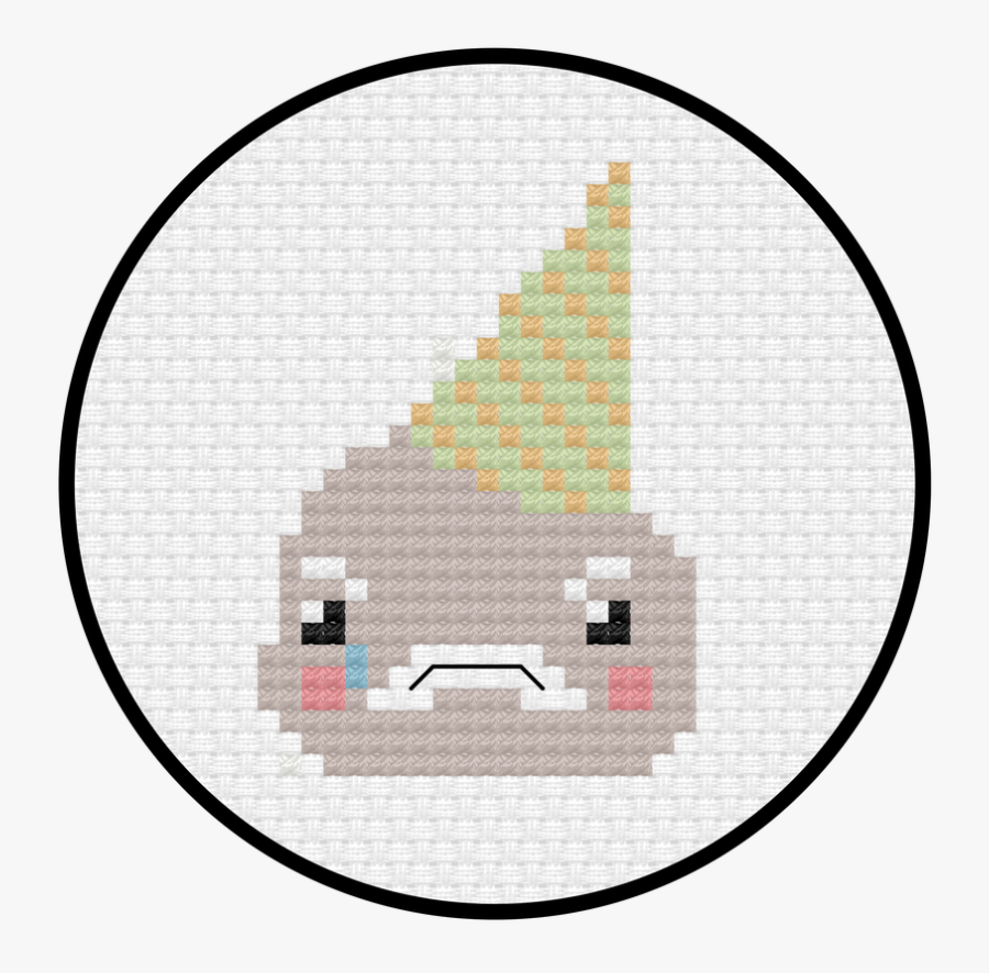 Sad Ice Cream Cross Stitch Pattern - Circle, Transparent Clipart
