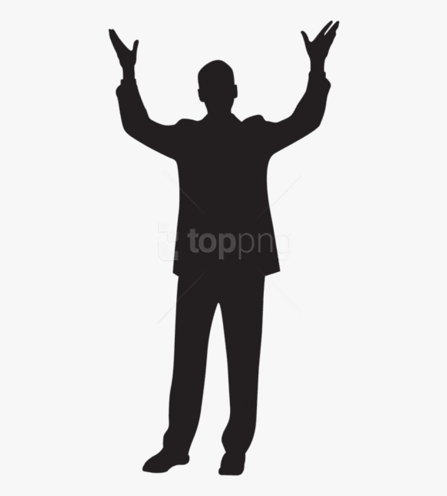 Hands Up Png - Person With Hands Up Silhouette, Transparent Clipart