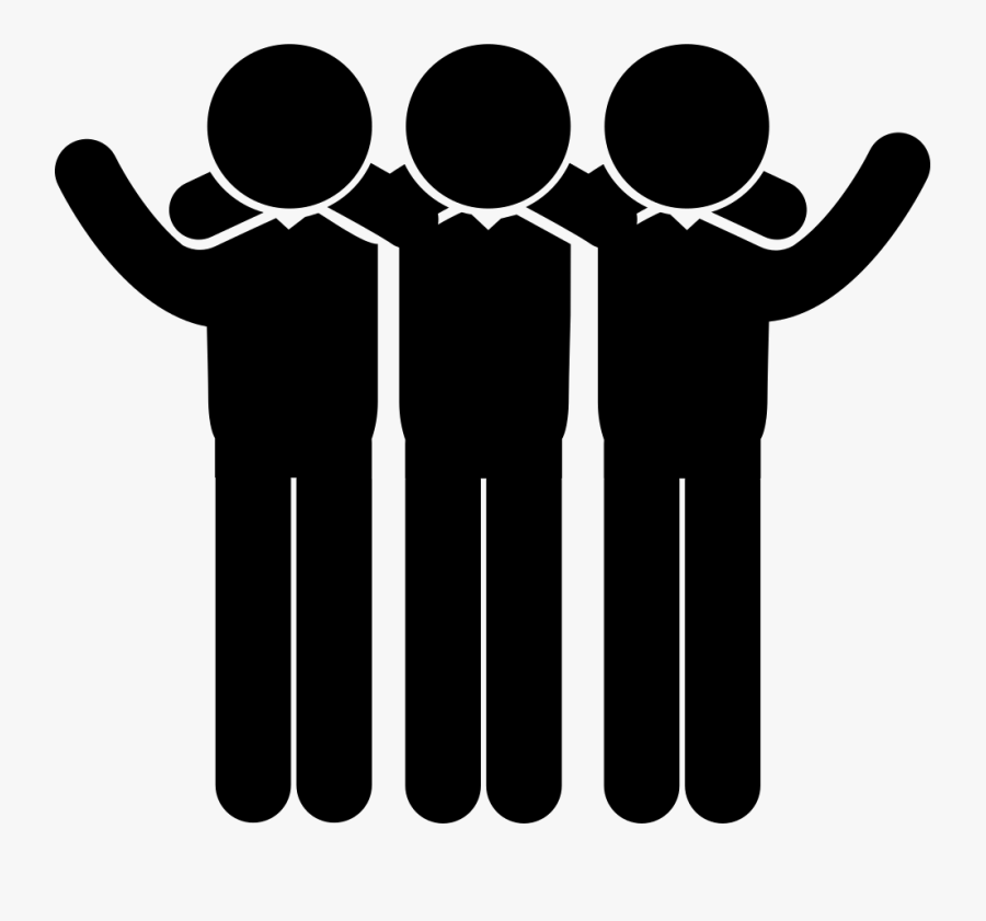 Group Of Three Men Standing Side By Side Hugging Each - Transparent Background Friend Icon, Transparent Clipart