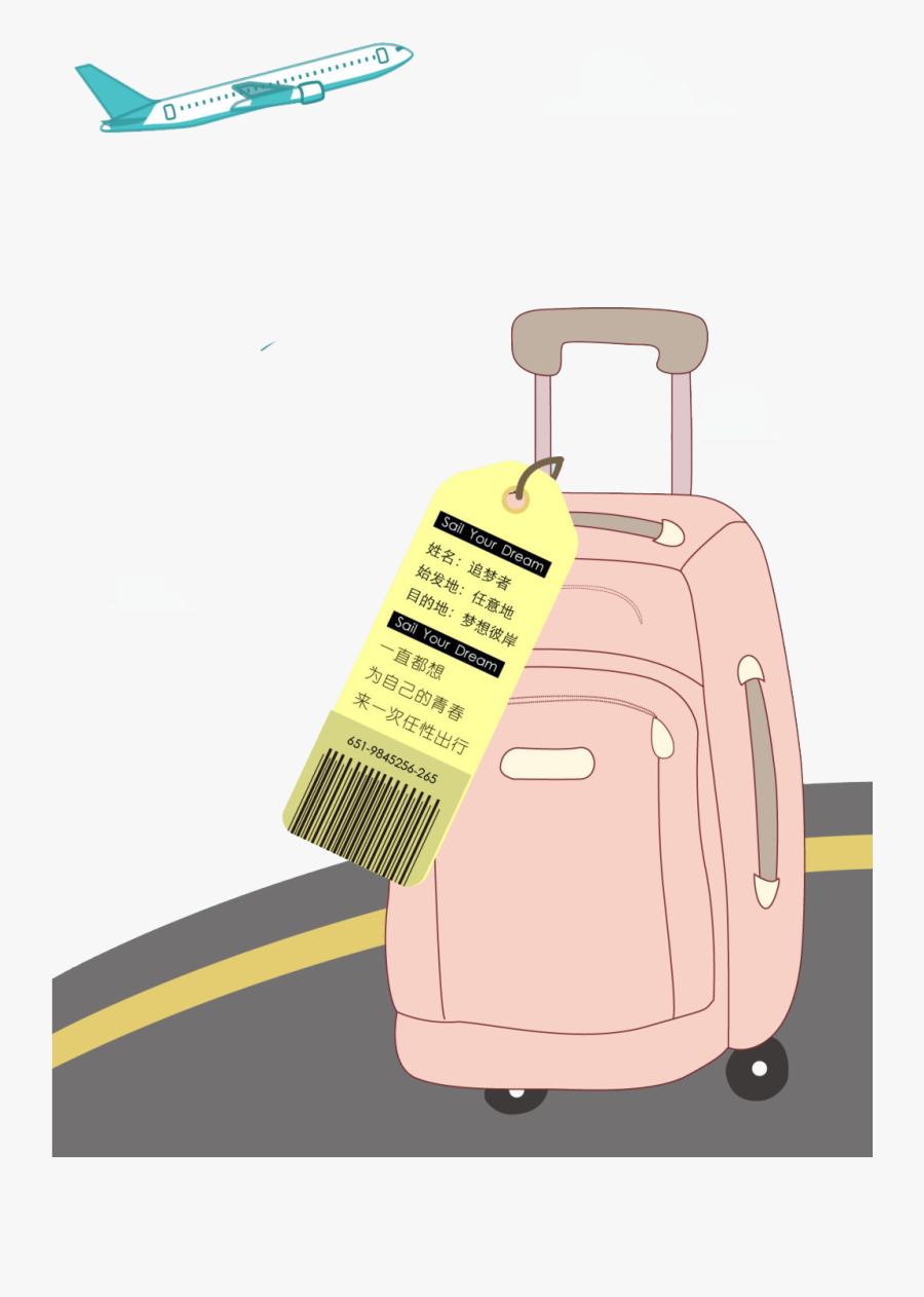 Airplane Suitcase Aircraft Elements Cartoon Free Hq - Hình Vẽ Vali Và Máy Bay, Transparent Clipart