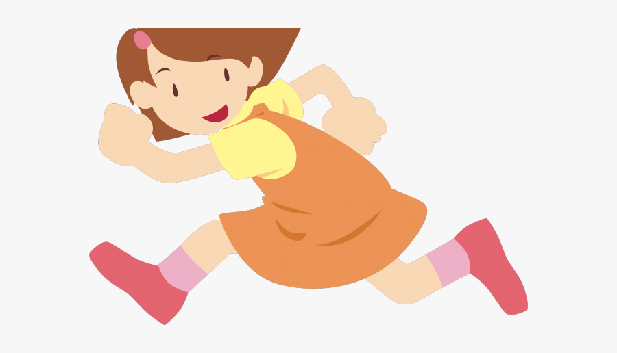 Girl Running Clipart - Girl Running Cartoon Png, Transparent Clipart