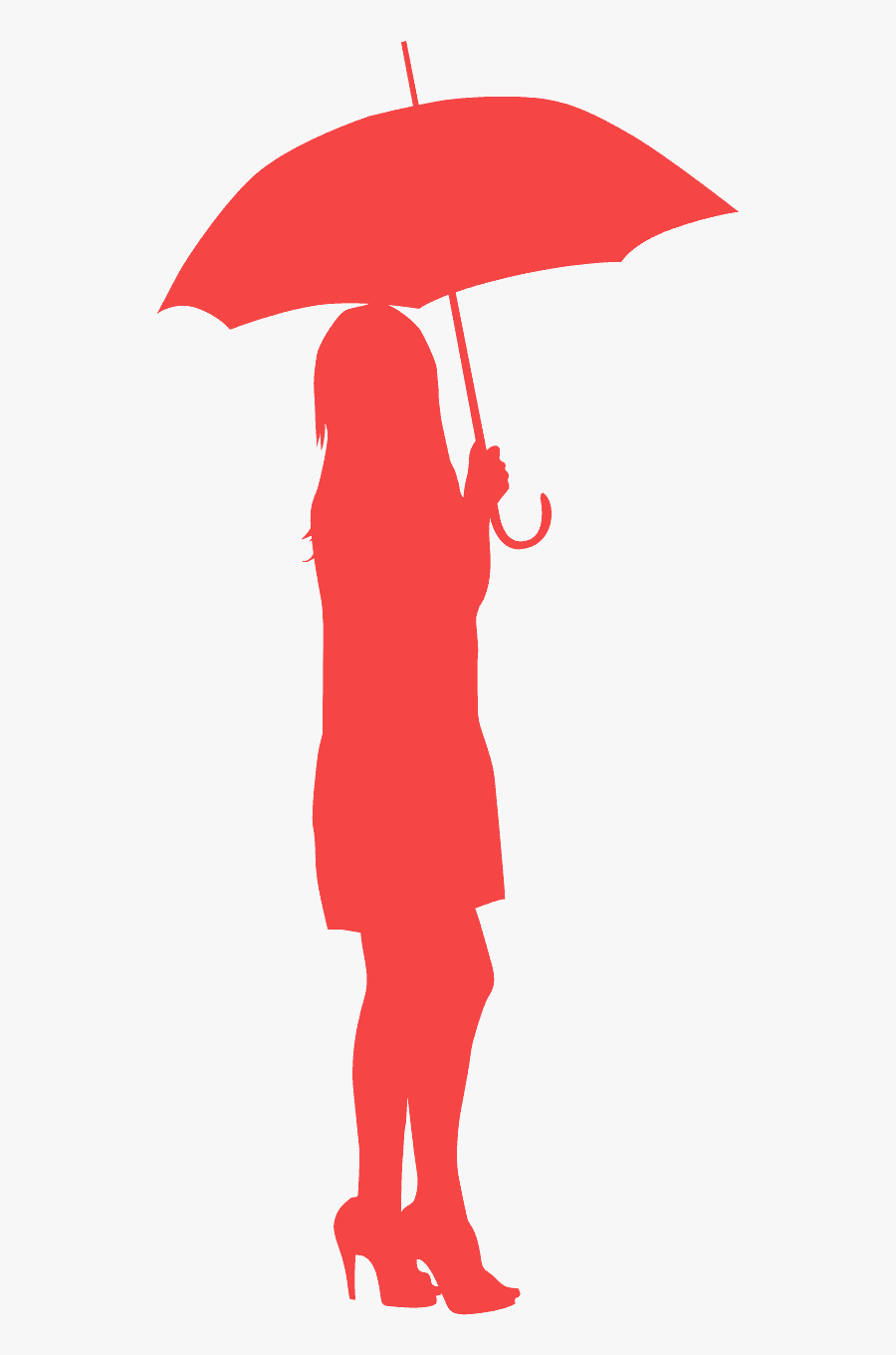 Red Umbrella Silhouette, Transparent Clipart