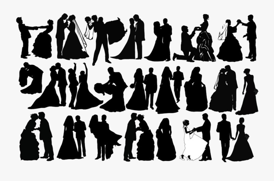 Silhouette Wedding Couple Clip Art - Wedding Silhouette Vector Free, Transparent Clipart