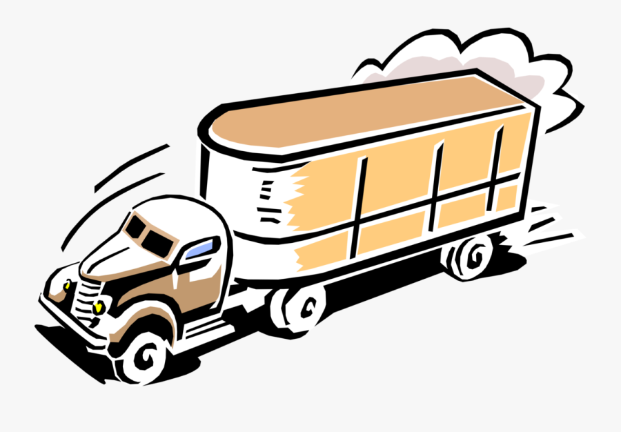 Vector Illustration Of Commercial Shipping And Delivery - Semi Truck Clip Art, Transparent Clipart