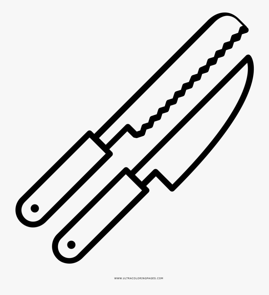 Chef Knives Coloring Page - Para Colorear De Utensilios De Cocina, Transparent Clipart