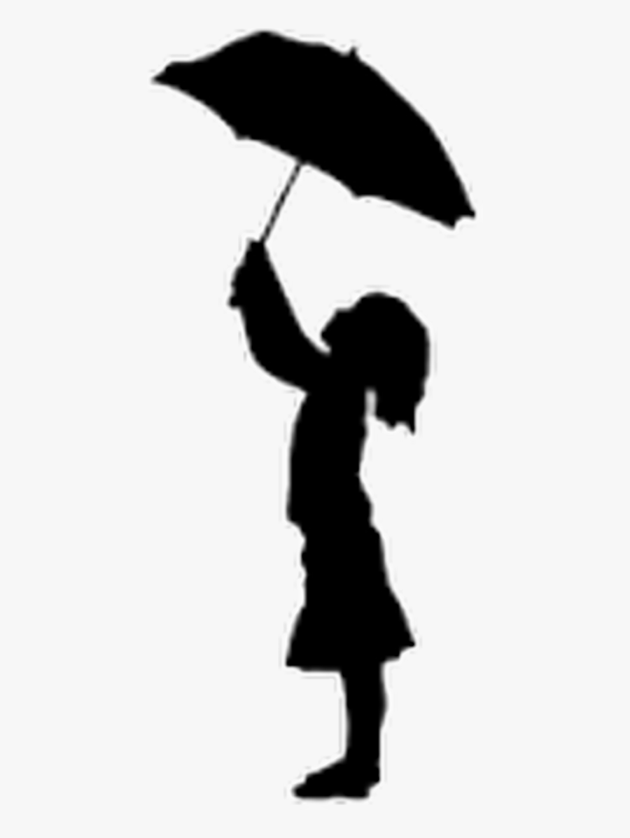 Silhouette Girl Holding Umbrella Clipart , Png Download - Girl Holding Umbrella Silhouette, Transparent Clipart