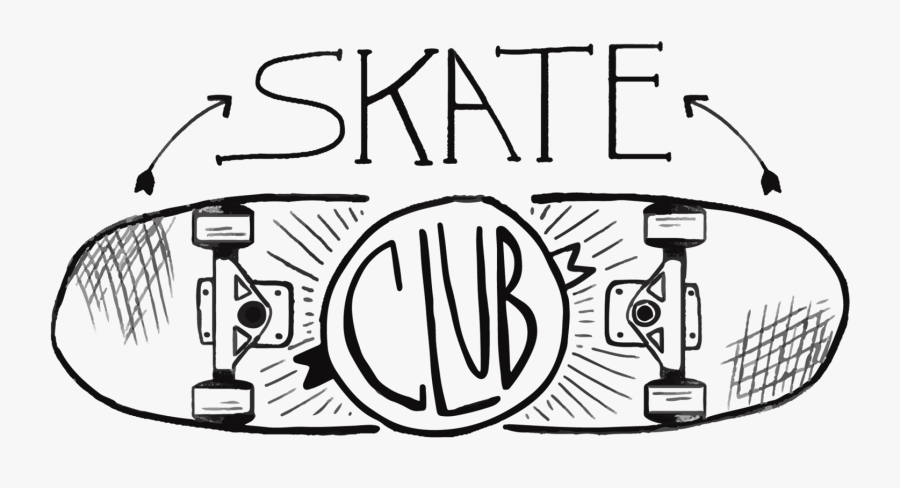 Drawing Skateboard Black And White - Sketch, Transparent Clipart