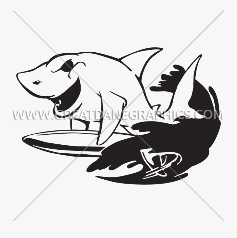 Shark Surfing - Illustration, Transparent Clipart