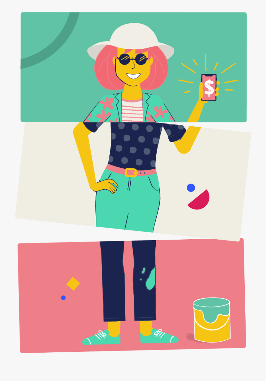 Illustration Of A Woman Holding A Phone, Transparent Clipart