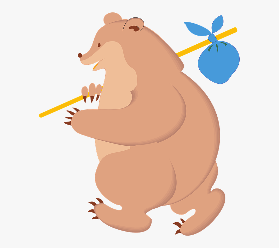 Bear, Walking, Travel, Pack, Knapsack - Bear With Knapsack, Transparent Clipart