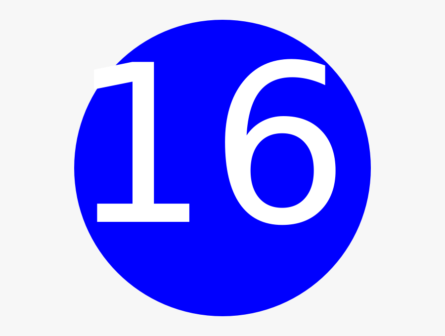 Number 16 Blue Background Clip Art At Clker - Number 16 With Transparent Background, Transparent Clipart