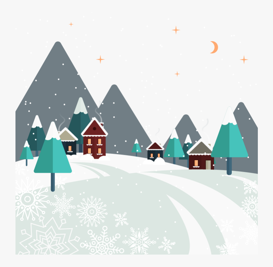 Winter Night Png Download - Snow Christmas Landscape Cartoon, Transparent Clipart