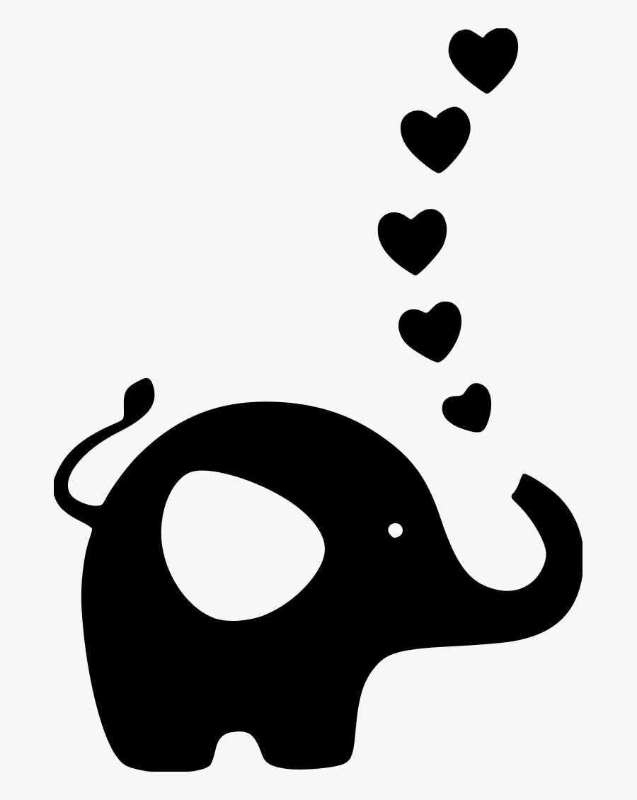 Elephant W Hearts File Size - Elephant Clipart With Hearts Black And White, Transparent Clipart