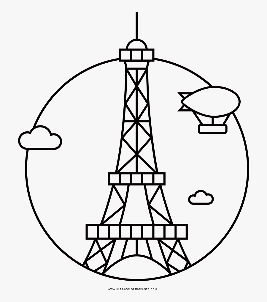 Paris Coloring Page - Eiffel Tower, Transparent Clipart