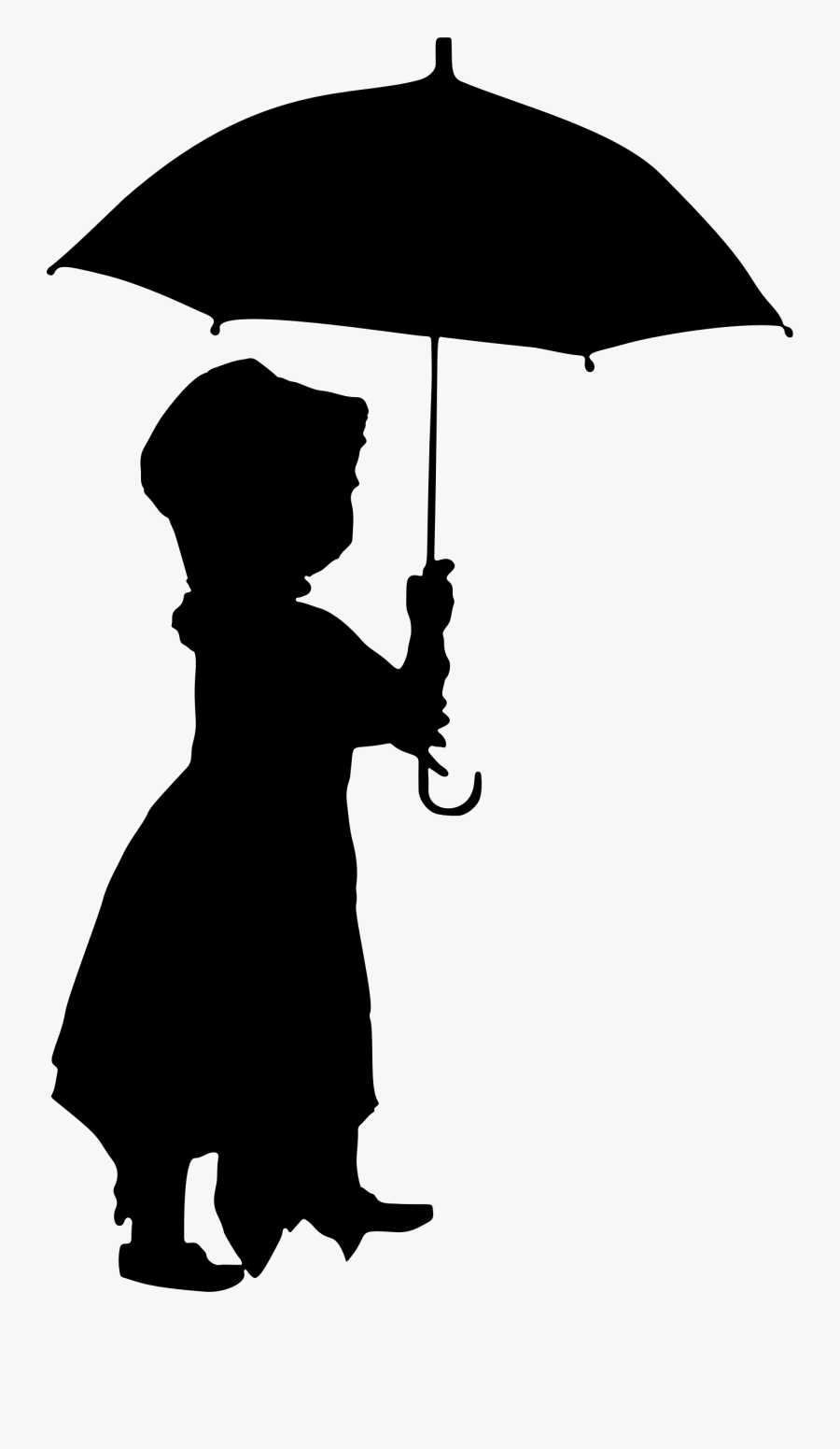 Boy With Umbrella Silhouette, Transparent Clipart