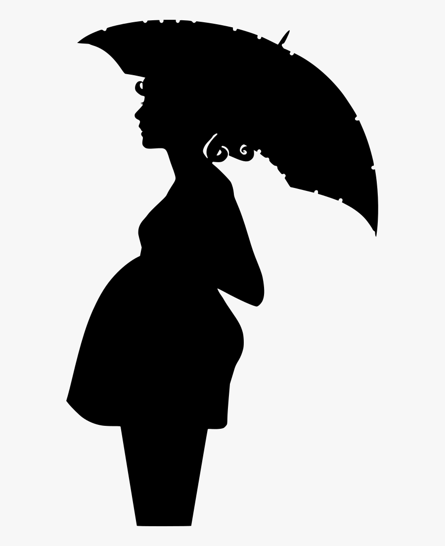 Black And White Pregnant Lady With Umbrella, Transparent Clipart