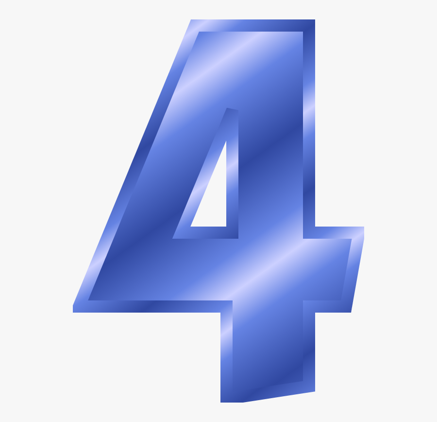 Number 4 Color Blue, Transparent Clipart